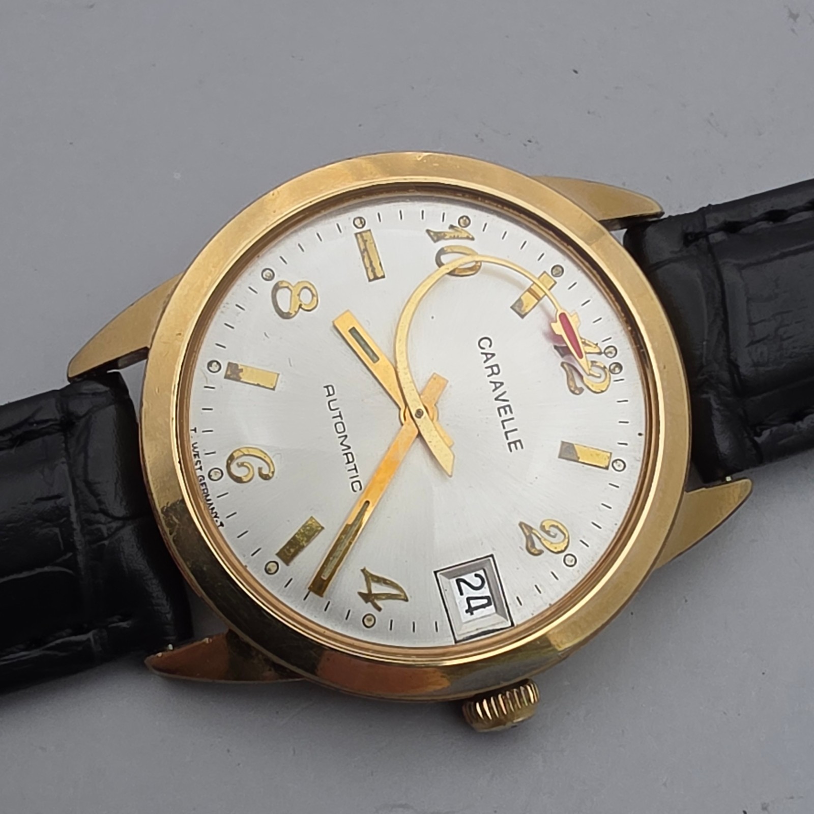 Vintage Bulova Caravelle men’s automatic watch Rocket second hand Germany 1976