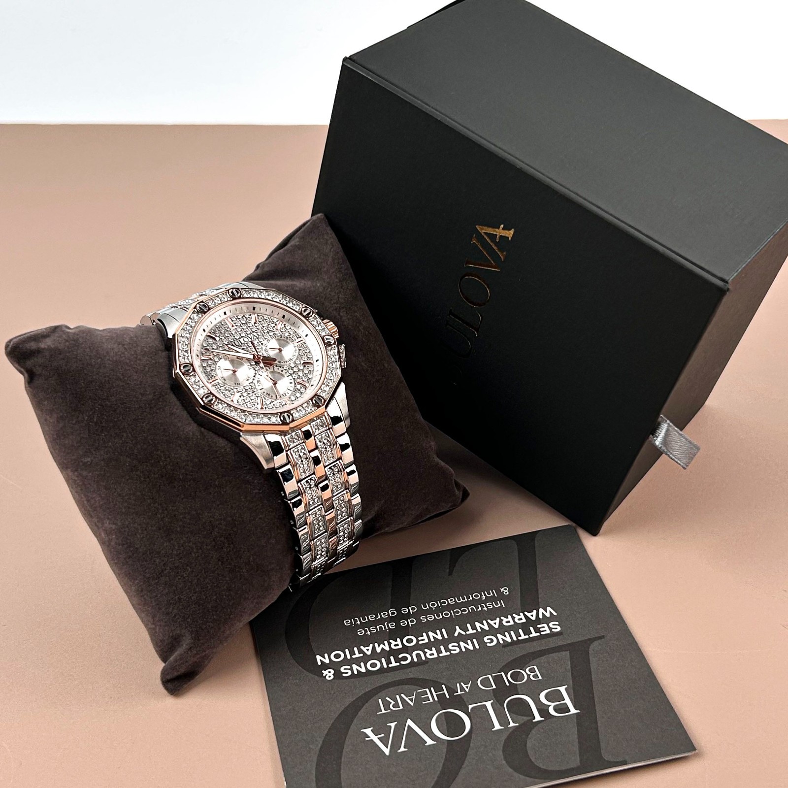 Bulova 98C133 Octava Men’s Two-Tone Gold Silver Crystal Quartz Watch 41.5mm