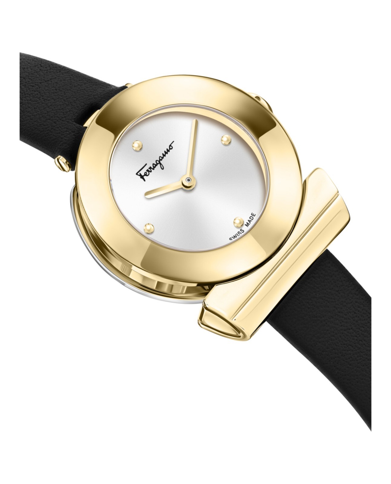 Ferragamo Women’s Gold 27mm Strap Fashion Wristwatch Black Band