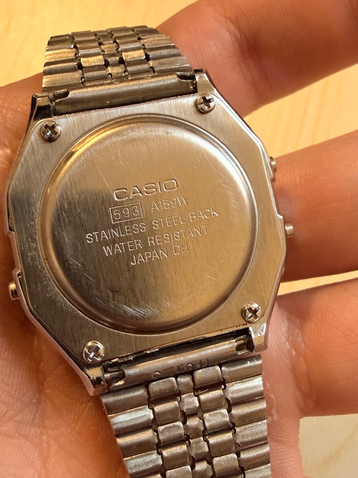 Vintage Casio A159W Digital Watch Silver Stainless Steel Made in Japan DH 593