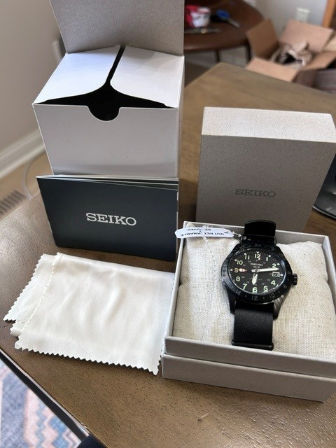 Seiko 5 Sports Automatic GMT Black Dial Leather Strap Watch SSK025 New