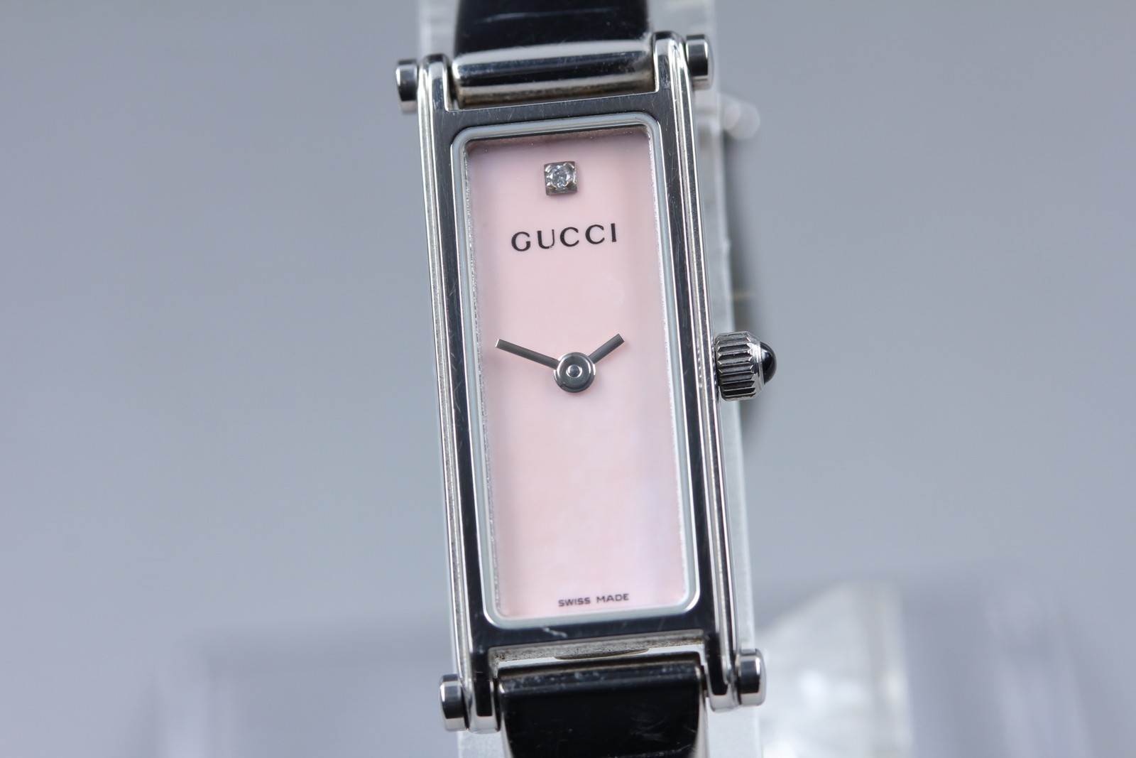 [Near MINT] Vintage GUCCI 1500L 12mm Pink Shell 1P Diamond Quartz Women’s Watch