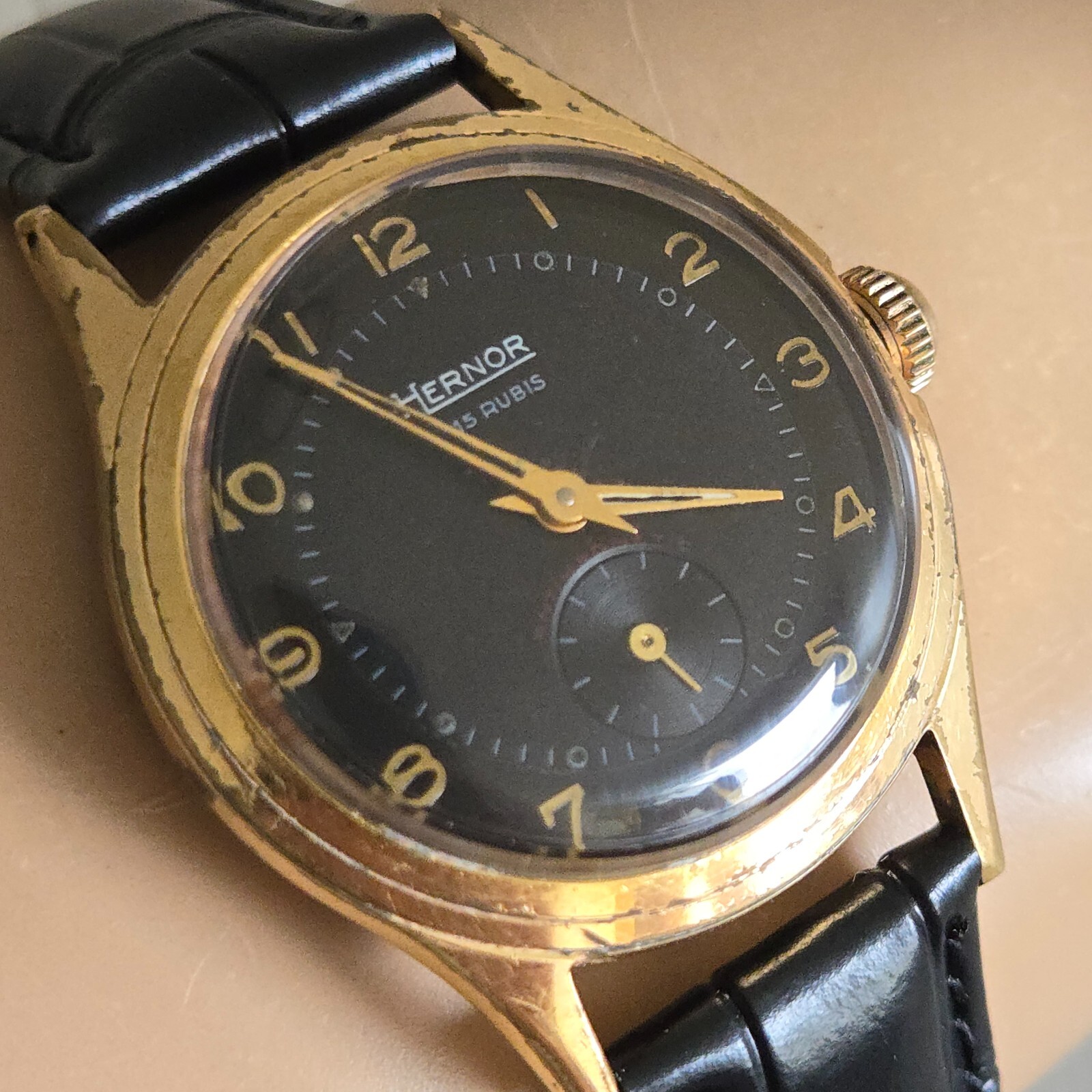 Vintage HERNOR men’s manual winding watch cal.Cupillard 233 15RUBIS swiss 1930s