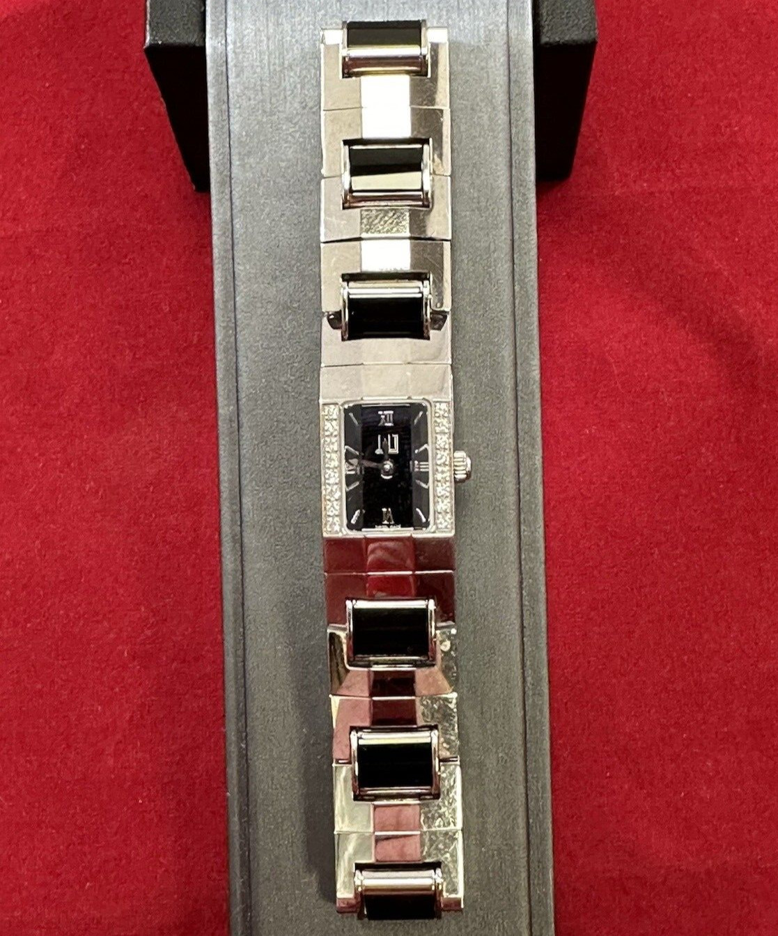 Dunhill Baby Facet DQ1996OZ Black Dial Diamond Bezel 14mm SS Quartz Watch