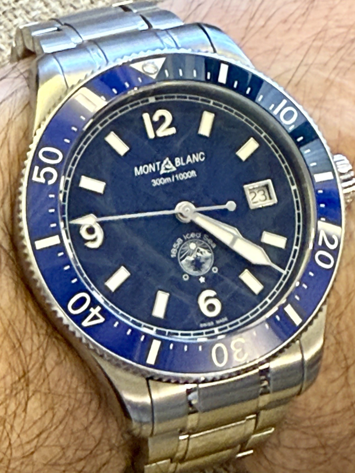 💙🧊 Montblanc 1858 Iced Sea Automatic Glacier Blue Dial Swiss Diver 🧊💙