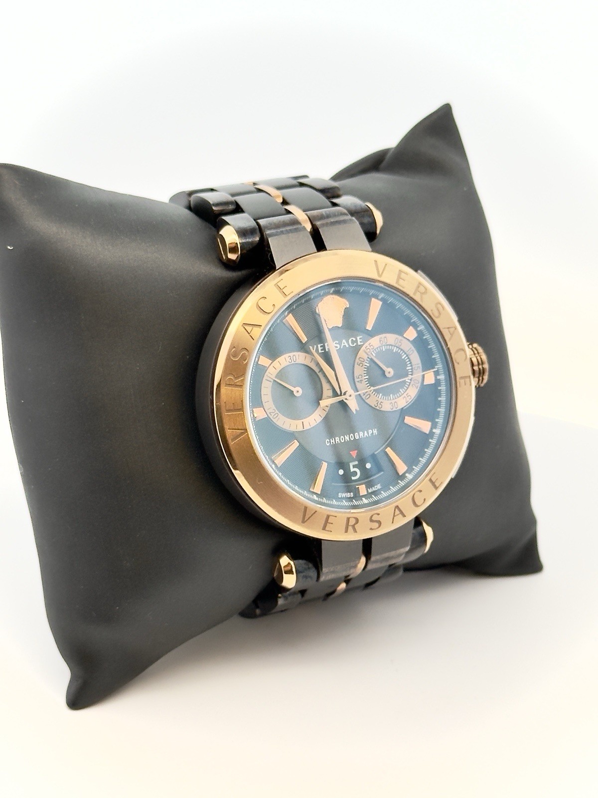 Versace Aion Chronograph Charcoal Bronze Stainless Steel Model VE1D00619 Watch