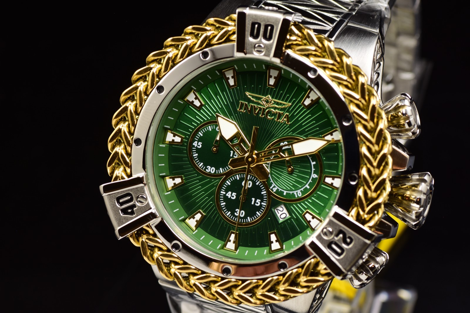 Invicta Mens Bolt HERC 54mm Chronograph Green Dial Stainless Steel Quartz Watch