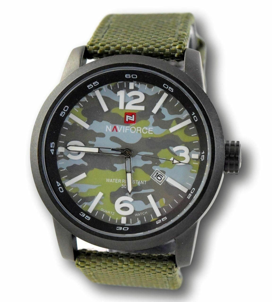 NaviForce Camo Military 45mm Camouflage Nylon Leather Watch NF9080 USA Seller