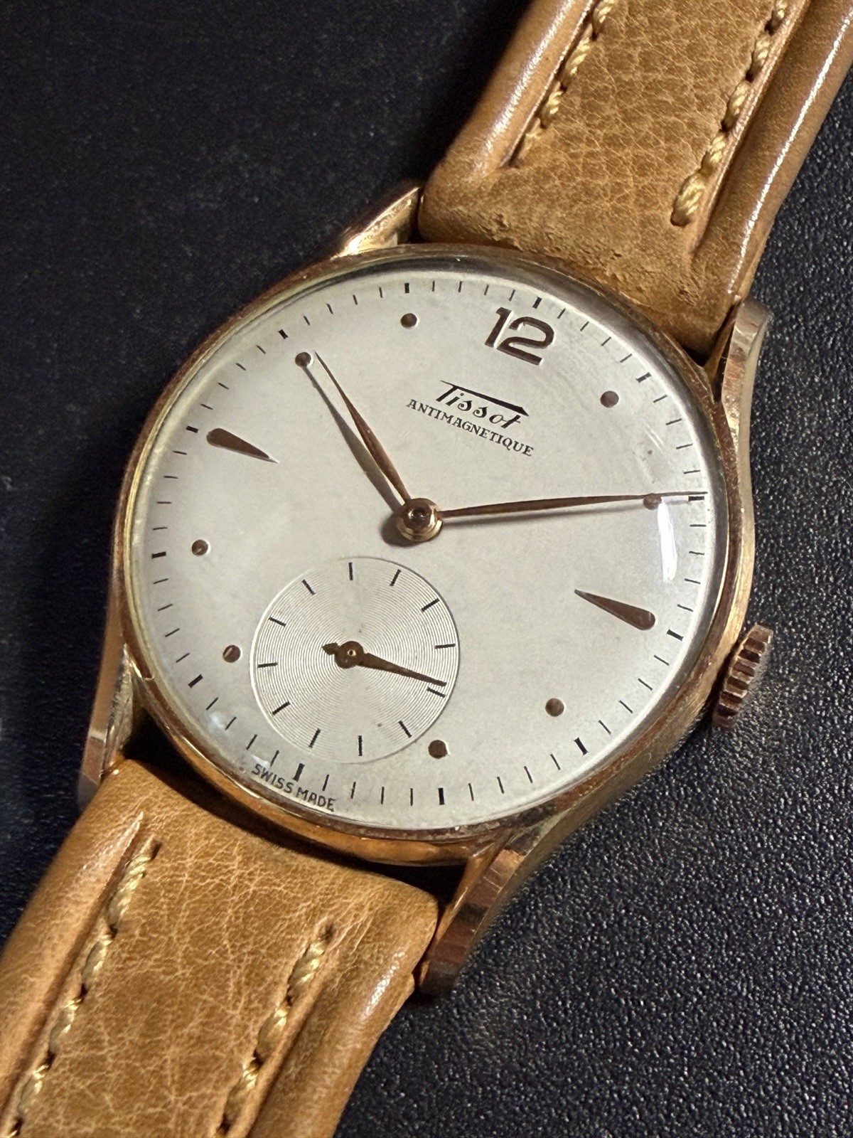 Tissot Antimagnetic Vintage 14K Gold 32.7mm Manual Small Seconds 1950s