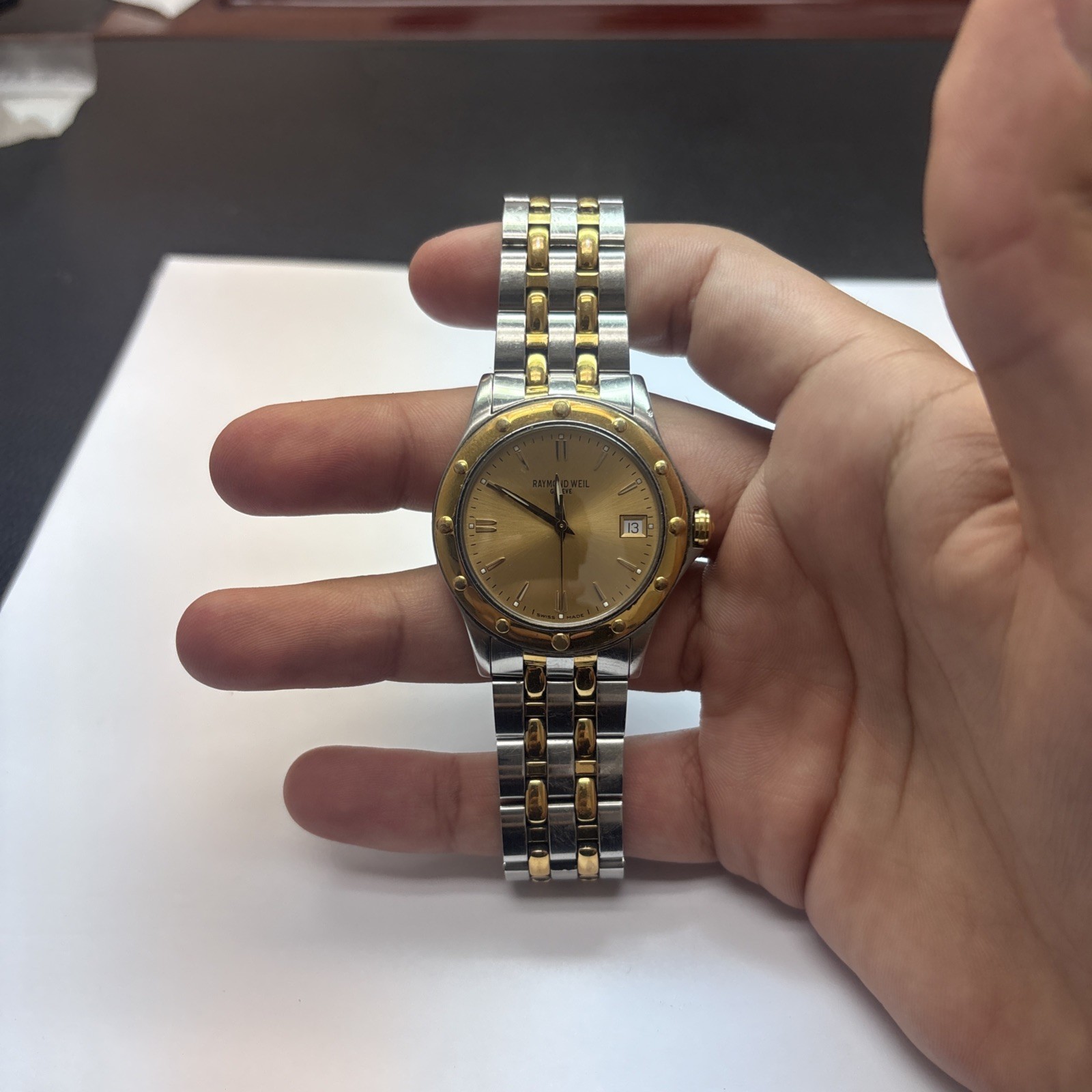 Raymond Weil Watch Two Tone Gold Plated Stainless Steel Fits Wrist Size 7”