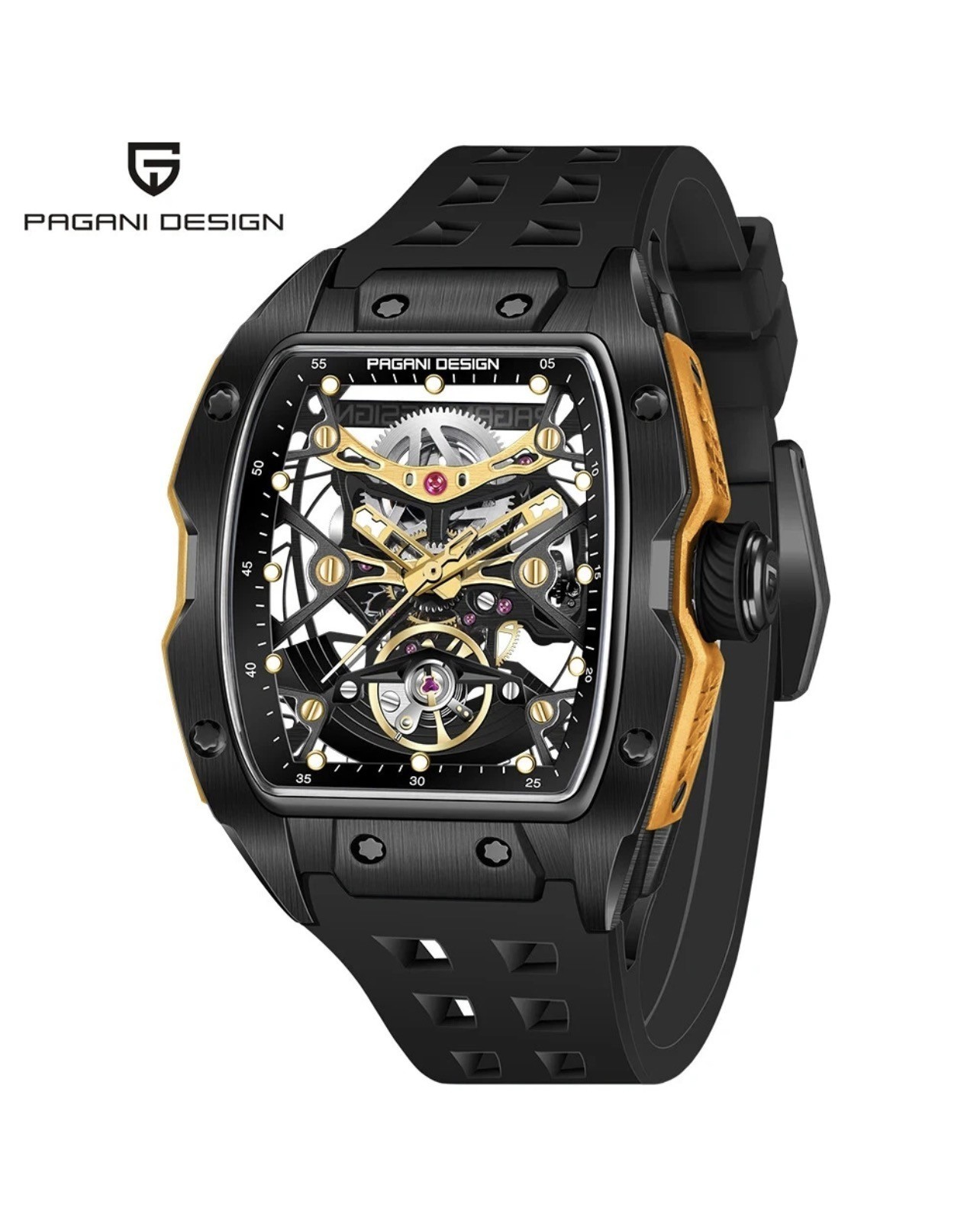 PAGANI DESIGN 42MM PD-YS018 Skeleton Dial Mechanical Watch 50M Waterproof