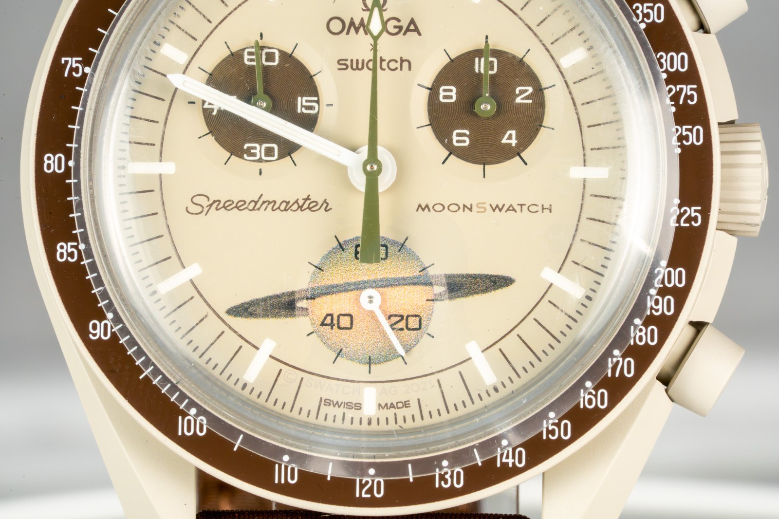 Swatch x Omega Bioceramic Moonswatch Mission To Saturn 42 mm Beige…