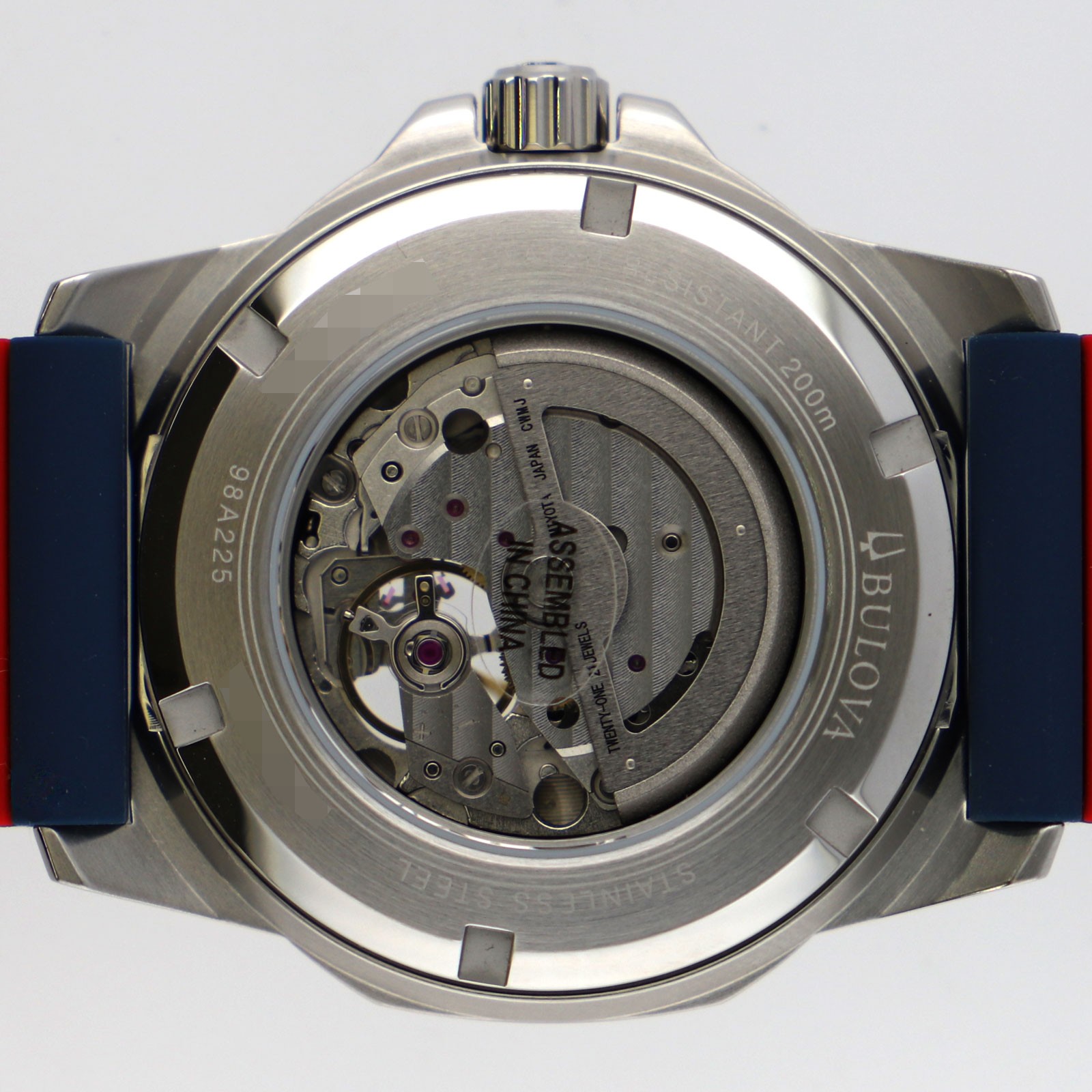 BULOVA 98A225 Round, skeleton back Silver Dial Automatic Stainless Steel Rubber
