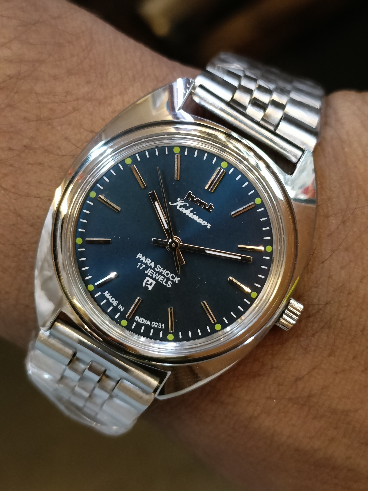 REFURBISHED HMT KOHINOOR 17J WINDING BLUE DIAL 0231 INDIA MEN’S WORKING