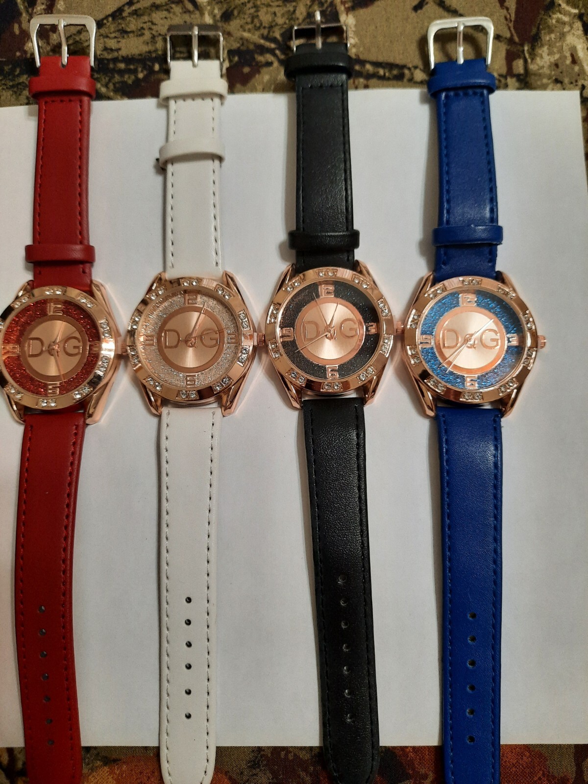 Women Leather Watch New Blue White Red Black