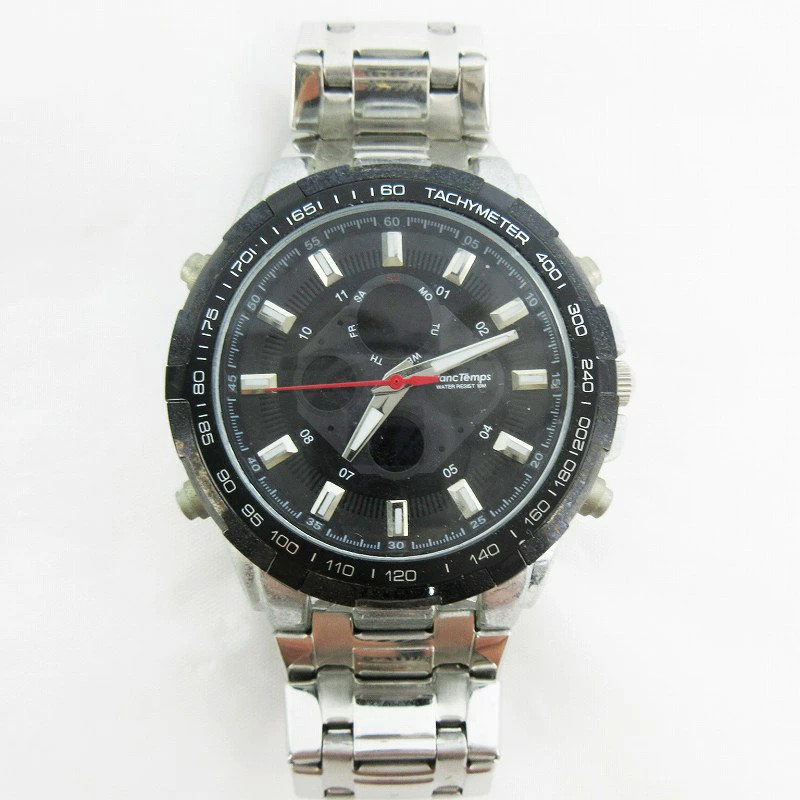[A1R] Used Franc Temps Grande Chronograph Watch Black Dial Black Quartz [v3p]