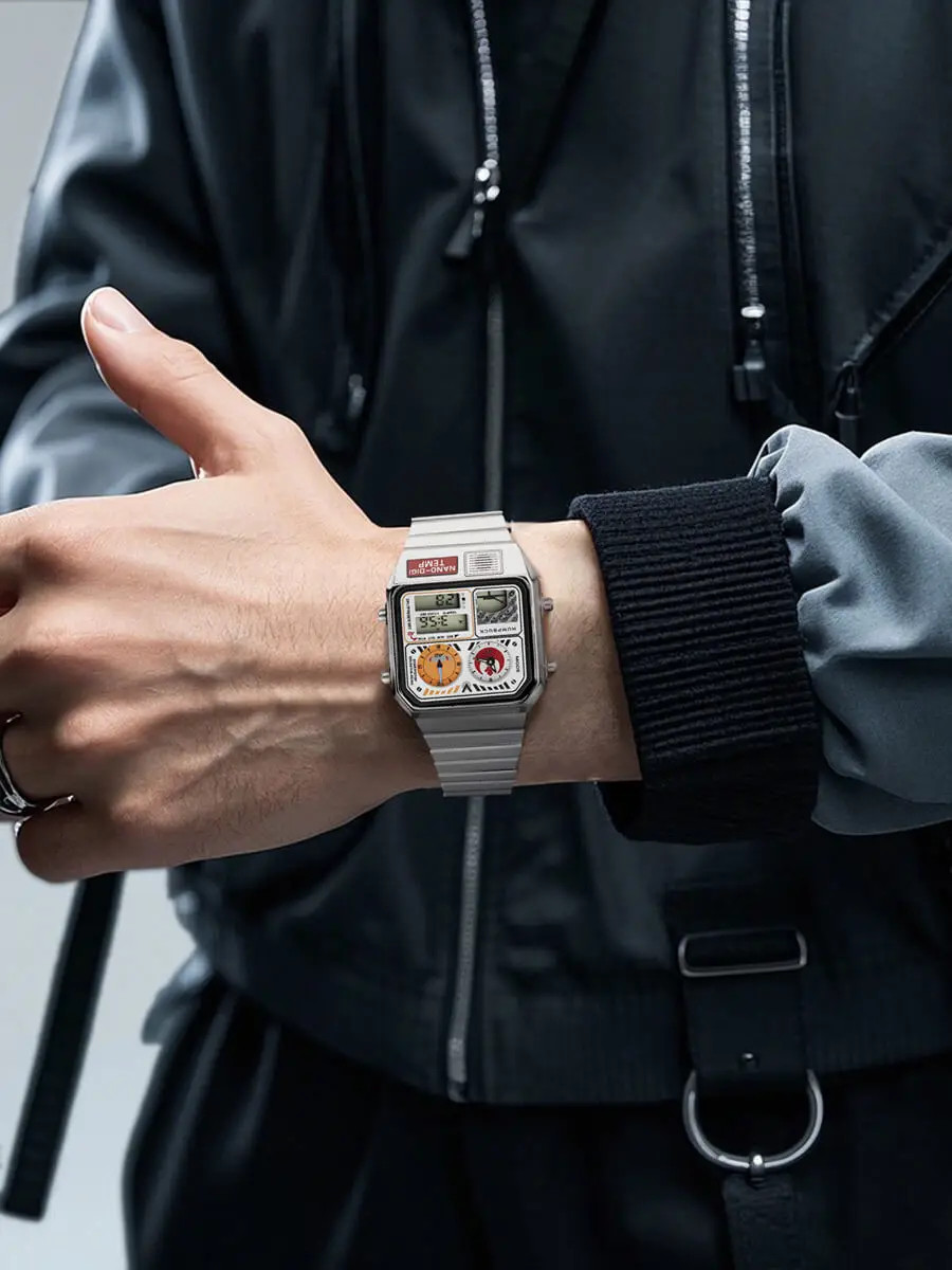 Classic Steel Men’s LED Watch – Digital Display, Temperature & Calendar
