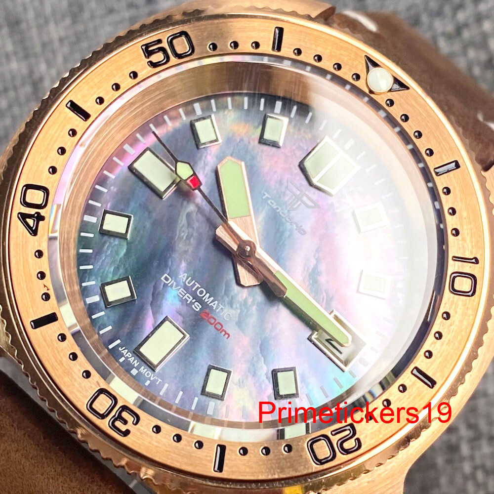 Tandorio NH35 MOP Dial Cusn8 Bronze 200M Men Automatic Dive Watch Sapphire Glass