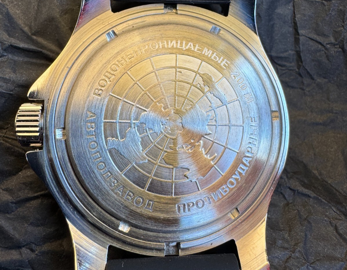 VOSTOK AMPHIBIA 13043A Russian Military Watch Automatic Red US SELLER