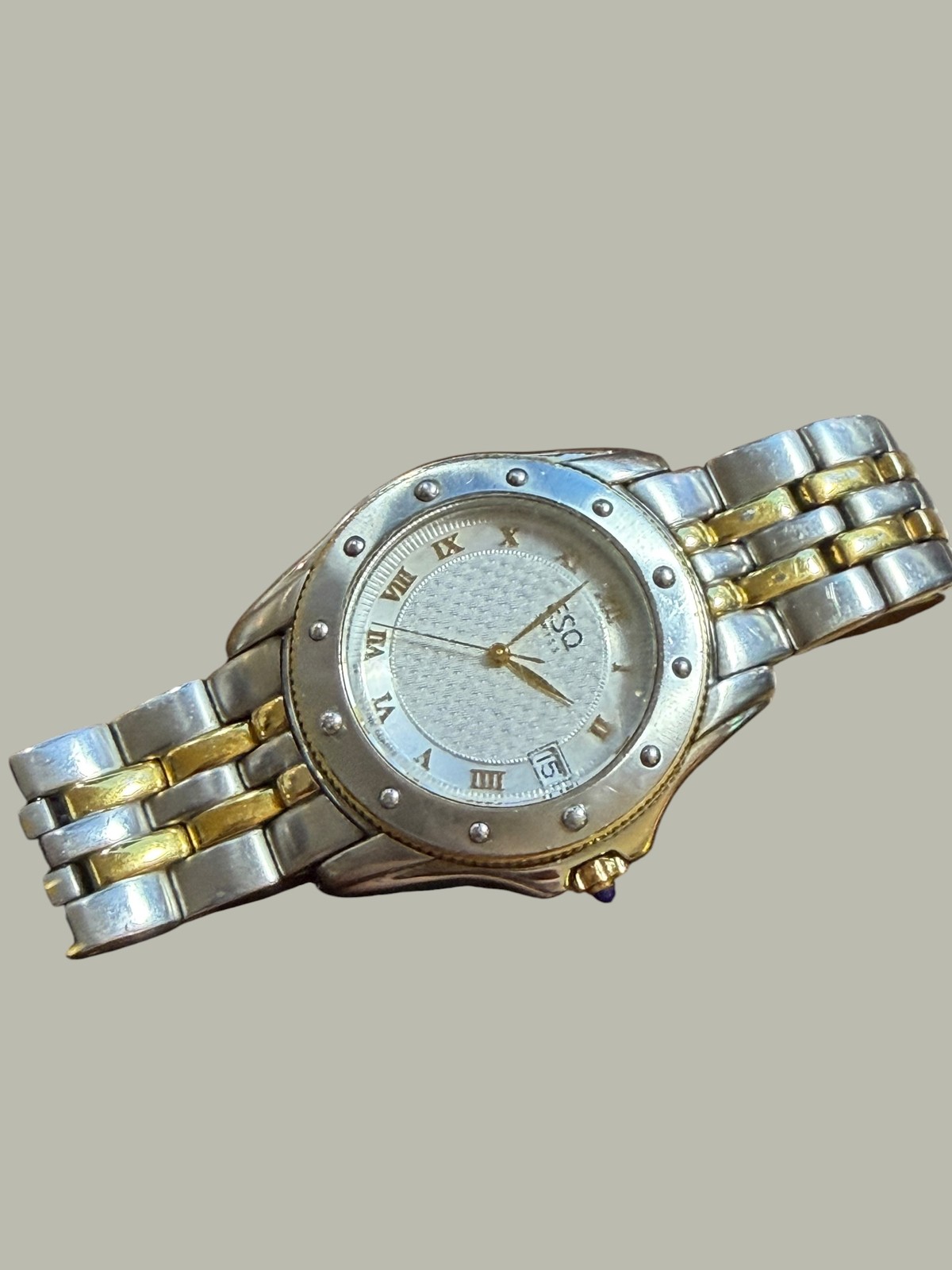 ESQ Esquire Swiss Two-Tone Stainless Steel Quartz Wristwatch Date Window Roman