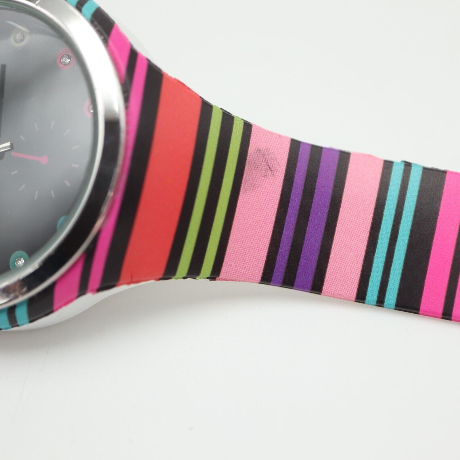 Jessica Carlyle Multicolor Watch 38mm Black Jeweled Dial Silicone Strap Working