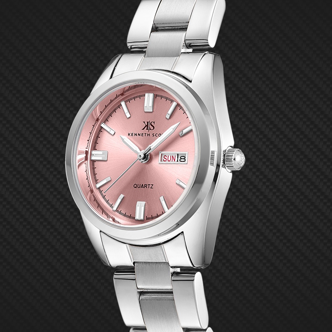 Kenneth Scott Women’s Analog Watch | Pink Dial, 30mm, 30 m (3 ATM)