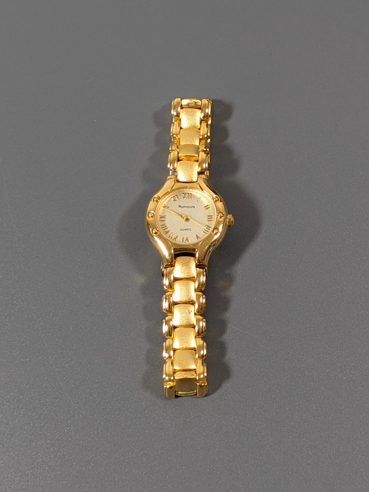 Rumours Golden Round Dial Bracelet Band Watch 6.75 in