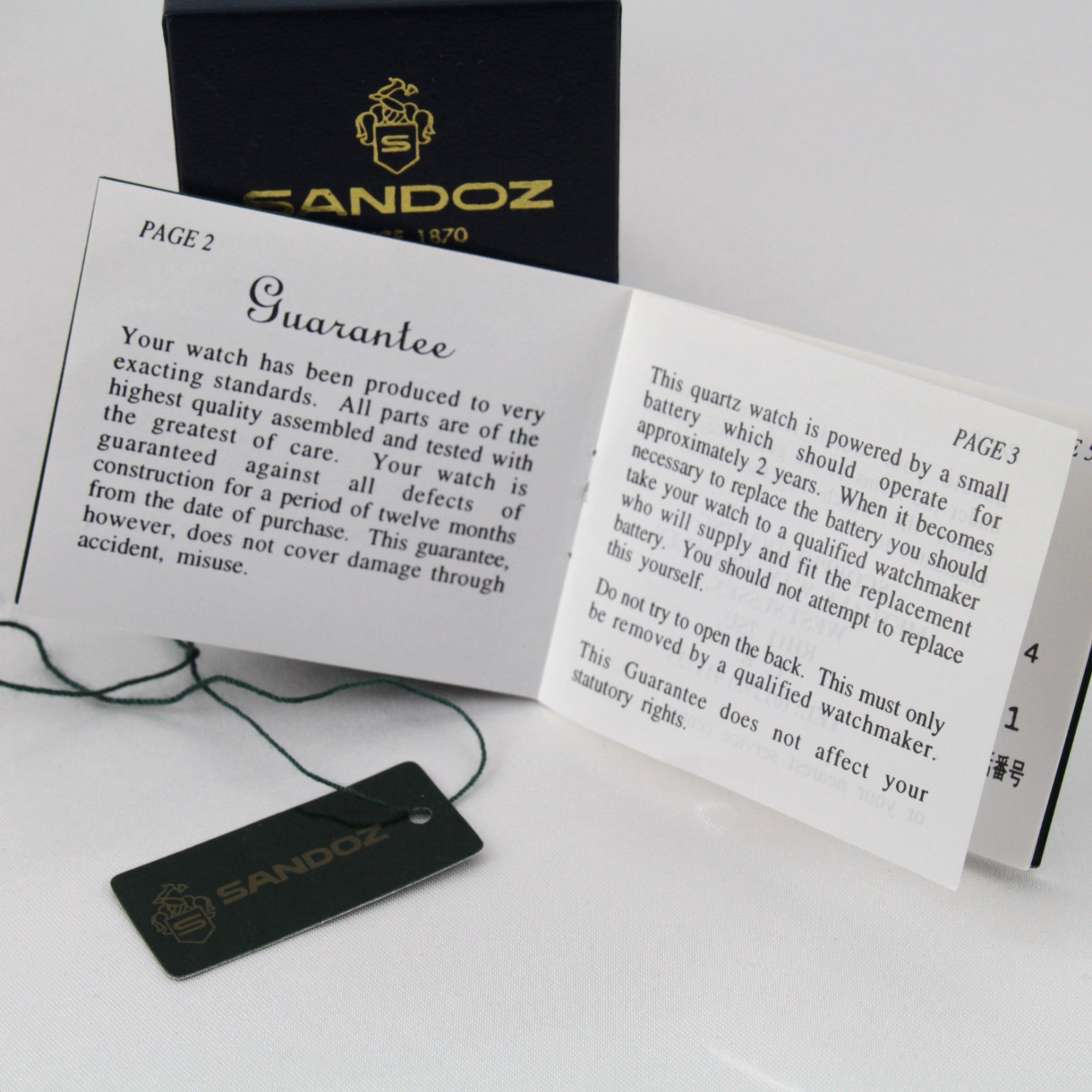 SANDOZ Dual Time Quartz Men’s Watch Silver Dial 22 x 36mm w/Original Box