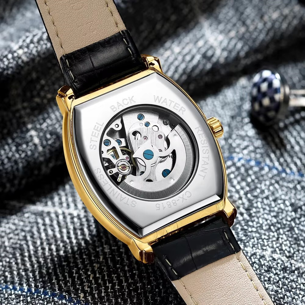 CHENXI Men Mechanical Watch Automatic Leather Rectangle Business Male Wristwatch