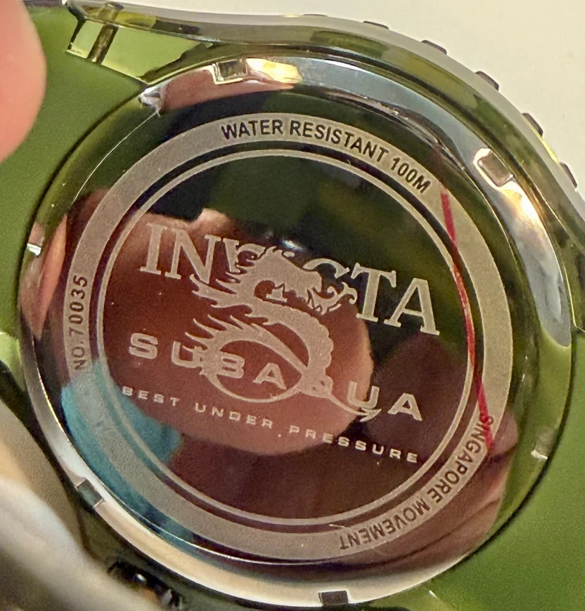 Invicta Subaqua 70035 Men 44mm Quartz Black Dial Olive Green Silicone Watch