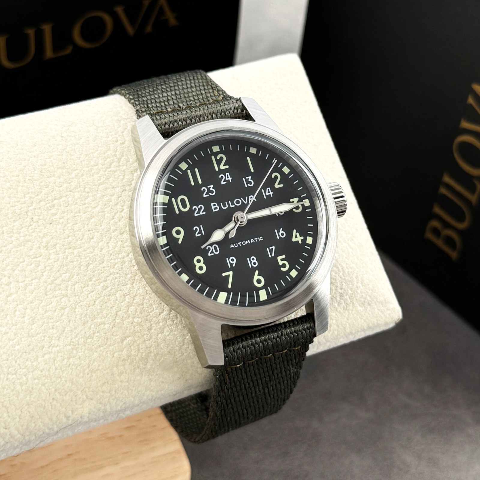 New Bulova Hack VWI Special Edition Automatic 38mm Black Dial Men’s Watch 96A259
