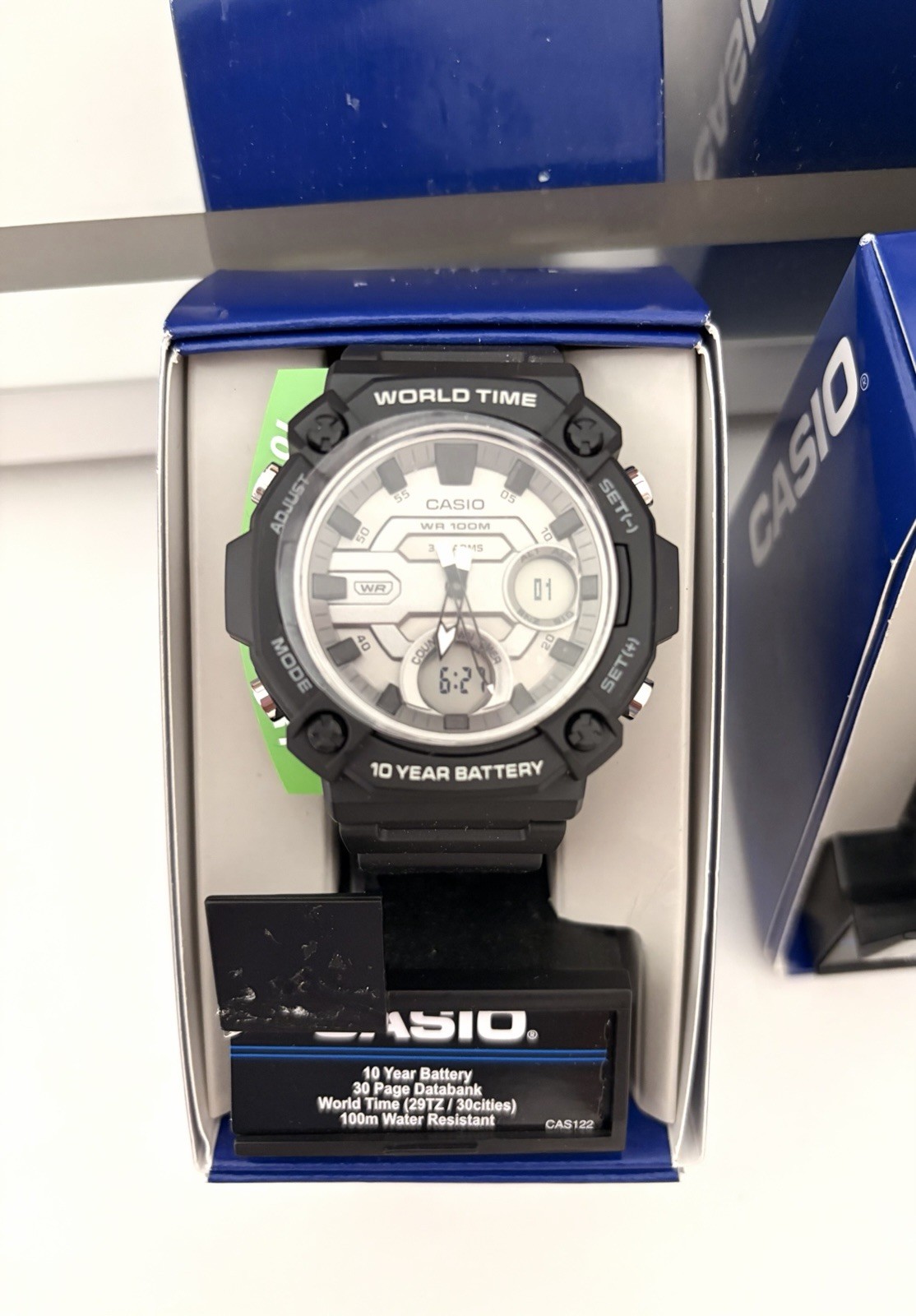 Casio World Time Analog-Digital WR100M 10-Year Battery Alarm Resin Strap