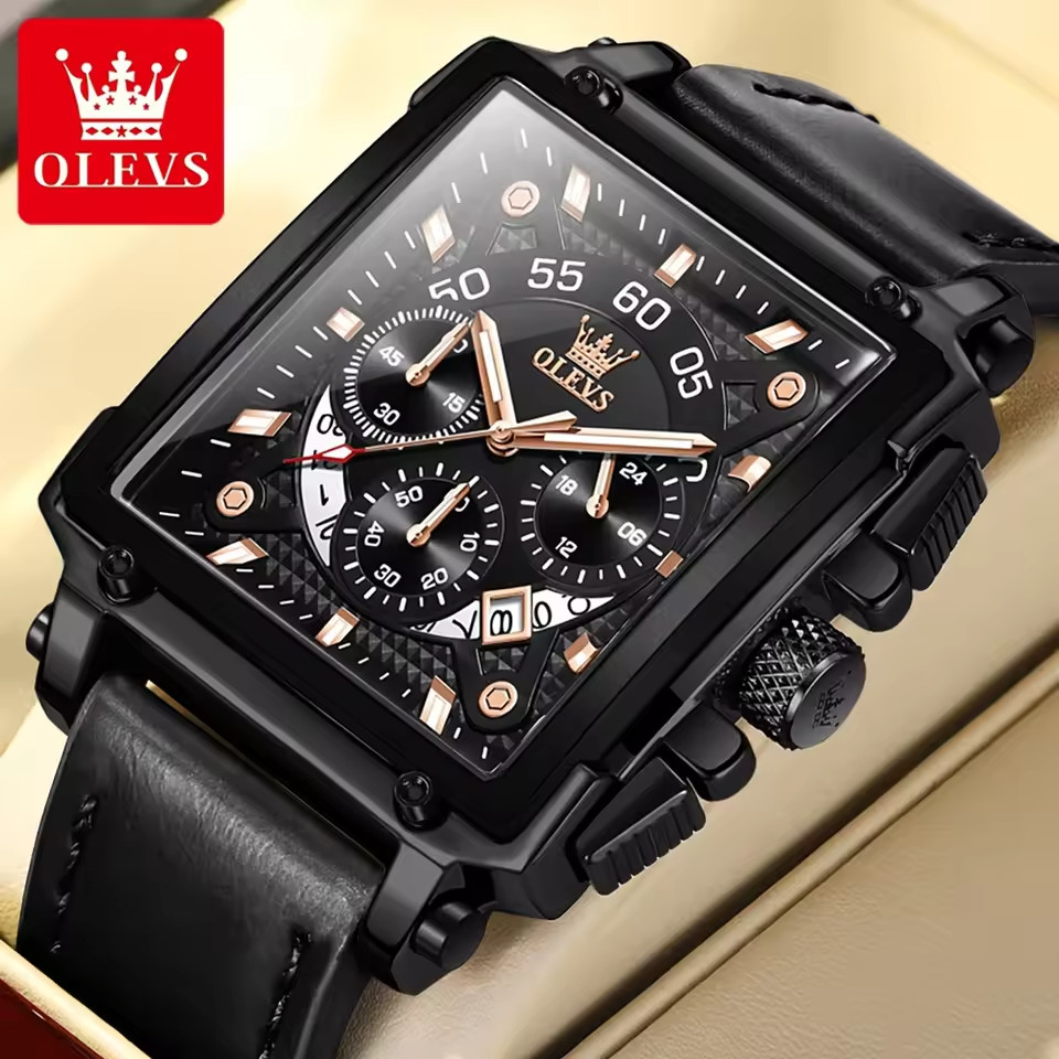 OLEVS 9919 Square Quartz Wristwatch  Waterproof Luminous Sports Men’s Watch