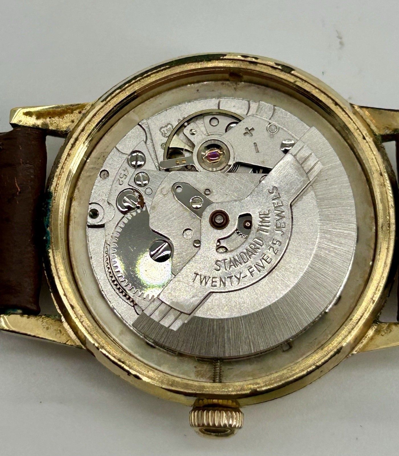 Vintage Buren Automatic 25 Jewel Date 34mm Swiss Gold Plated Original Dial Runs