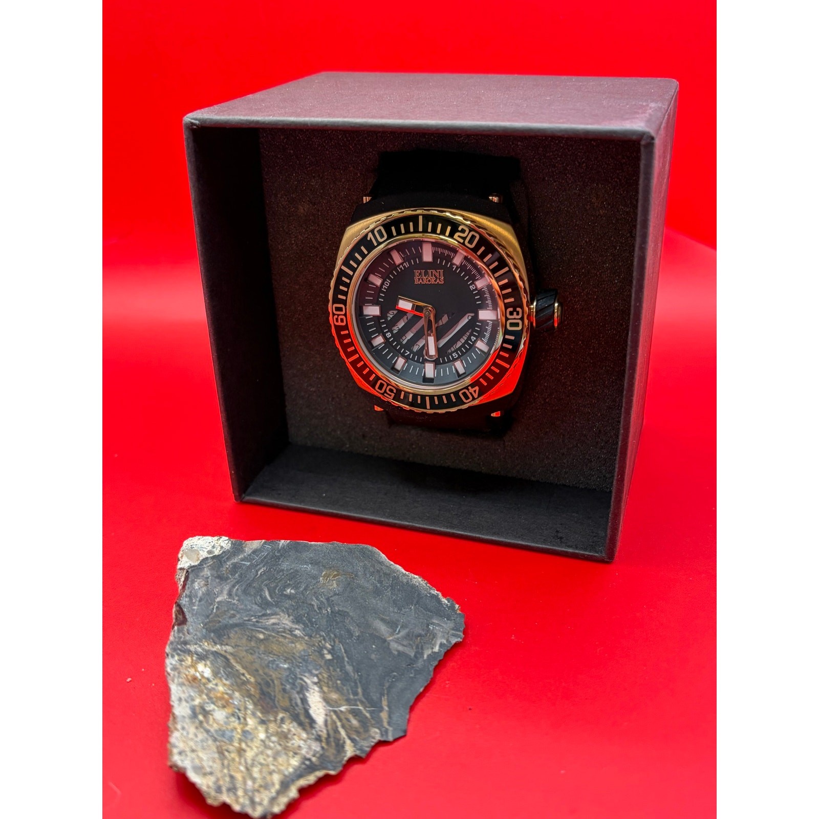 Elini Barokas Commander Series Men’s WatchBlack and Rose Gold Plated