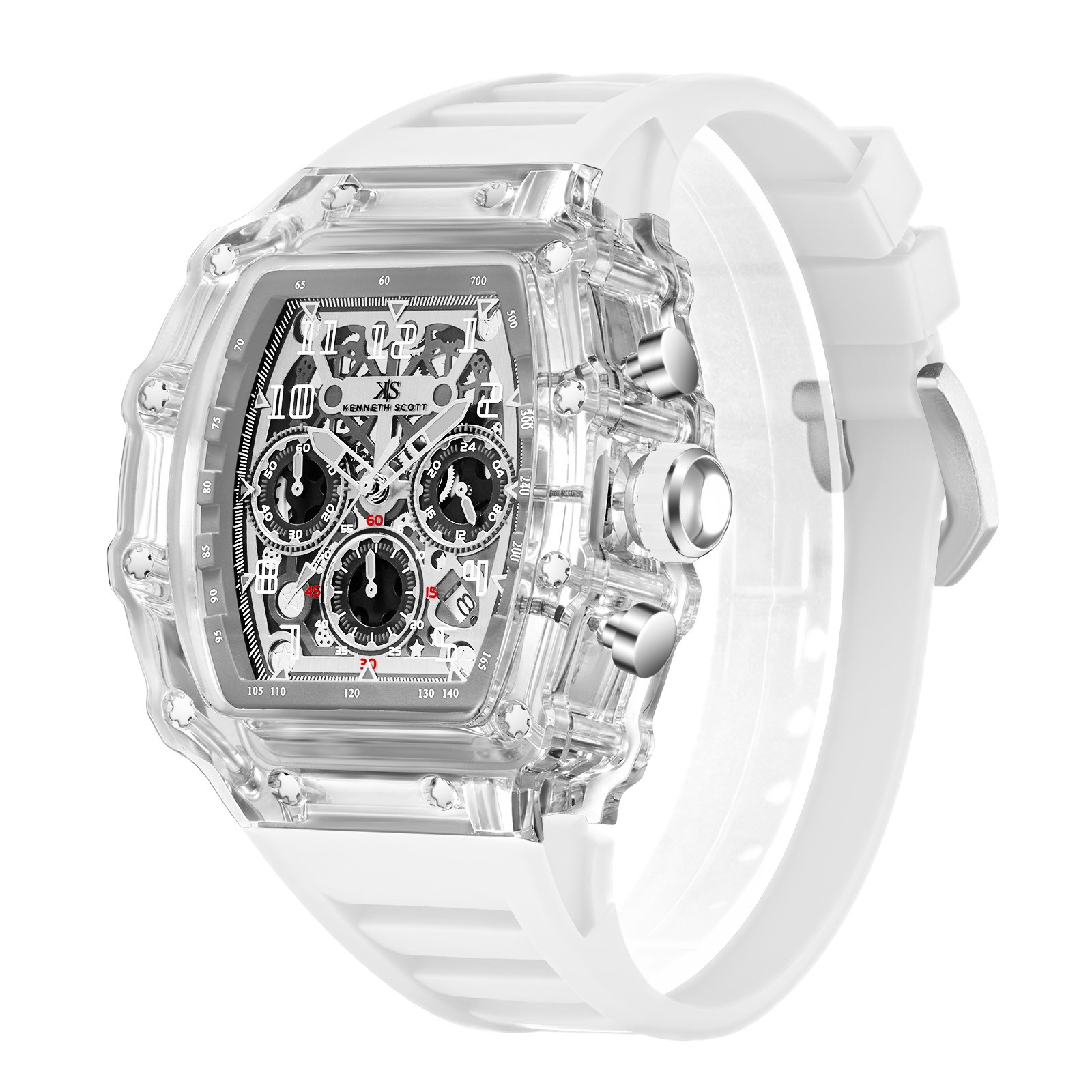 Kenneth Scott Men’s Multi Function Watch | Ivory Dial, 44.3mm, 50 m (5 ATM)