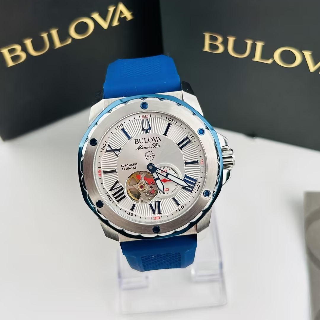 Bulova 98A225 Marine Star Automatic White Dial Silicon Strap Men’s Watch New