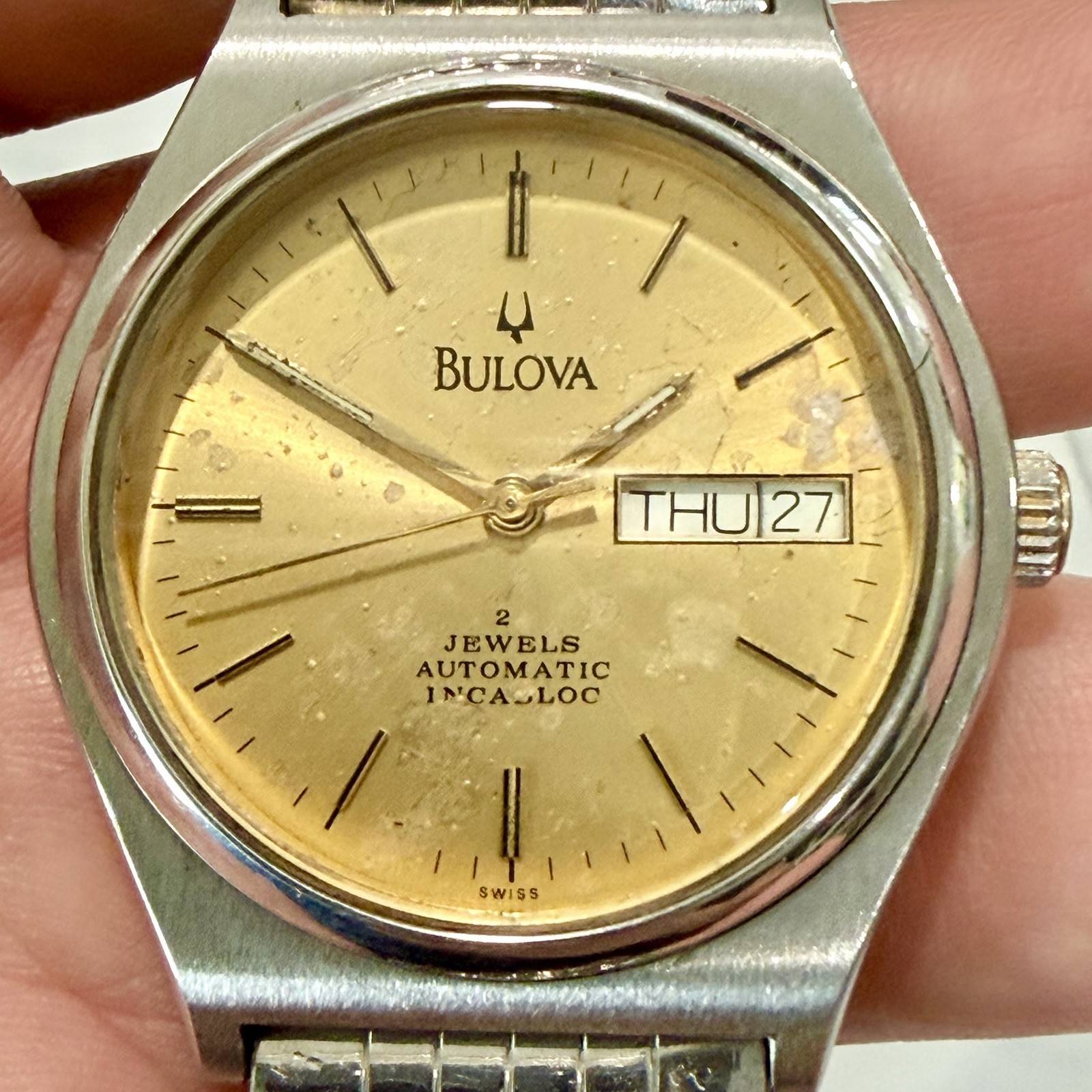 Vintage Bulova 1D13M Automatic 21Jewel Men’s 35mm Watch Original Bracelet RUNS!