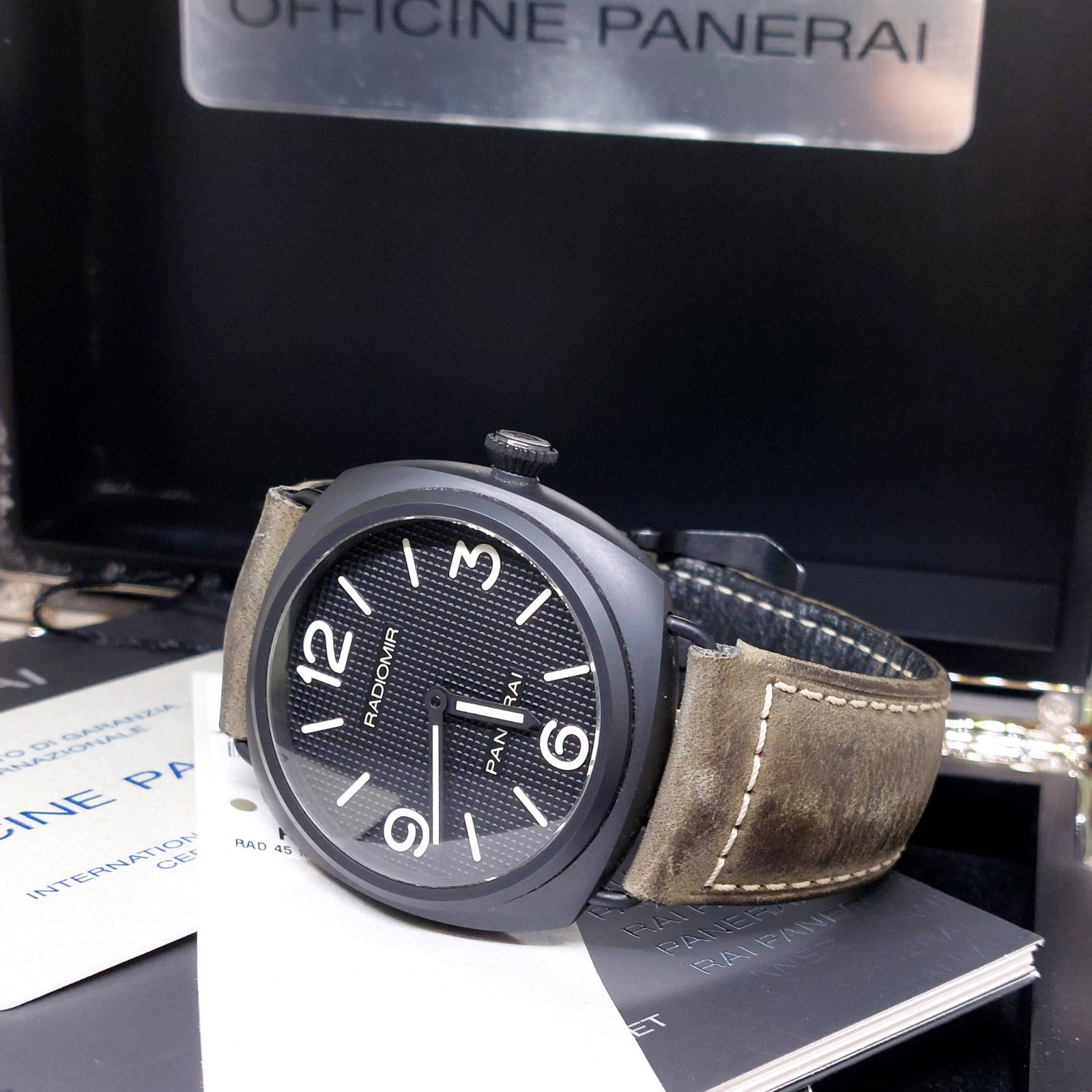 Panerai 45mm Ceramica Black Hobnail Dial Radiomir Black Seal REF: PAM00643 (15)