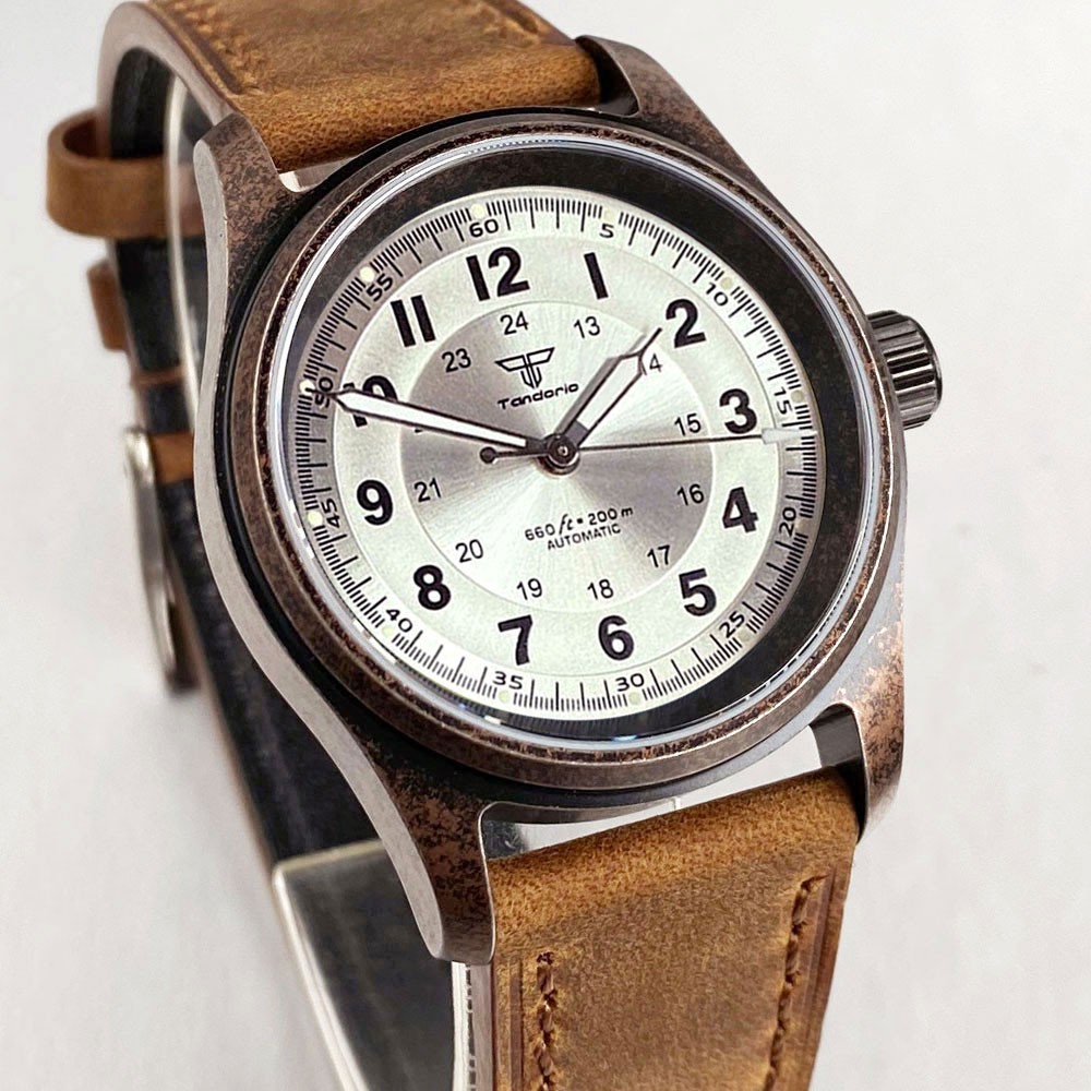 PVD Steel Case TANDORIO 36mm Military Field Watch Men Japan NH35 Automatic Watch