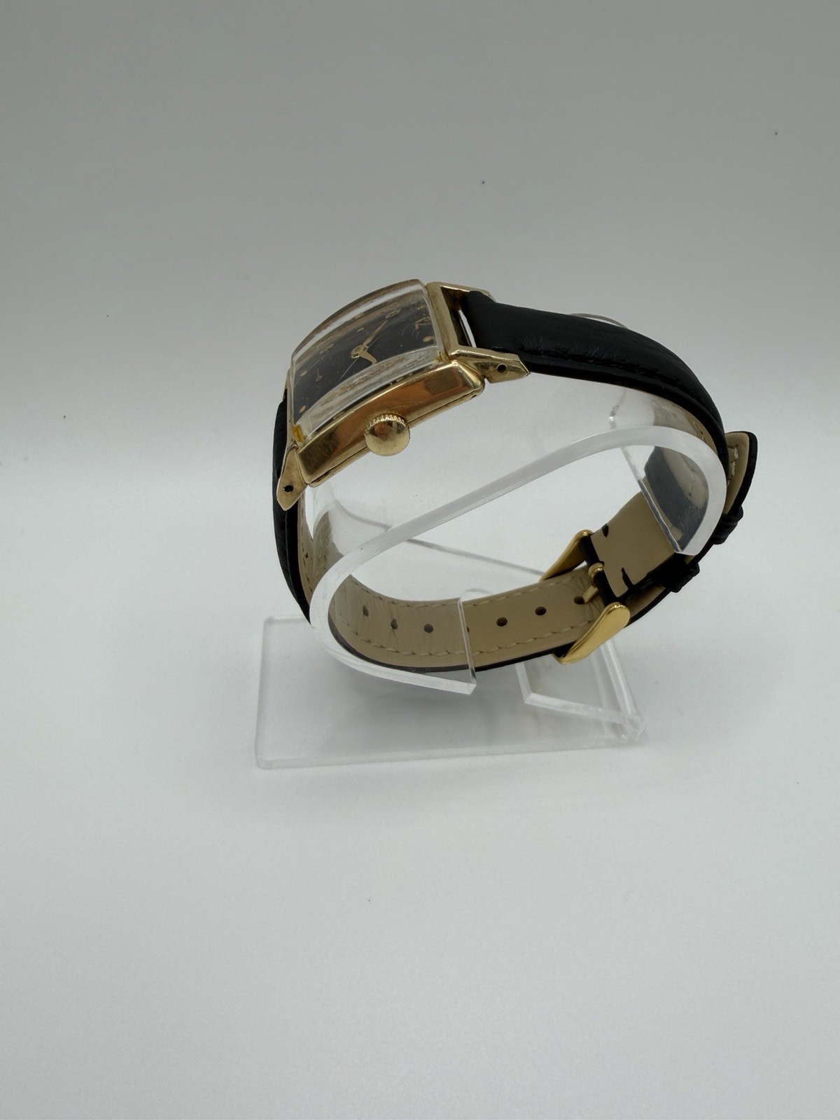 Vintage 1942 Hamilton Gary Black Dial 17J Manual Wind 10K GF Runs New Strap