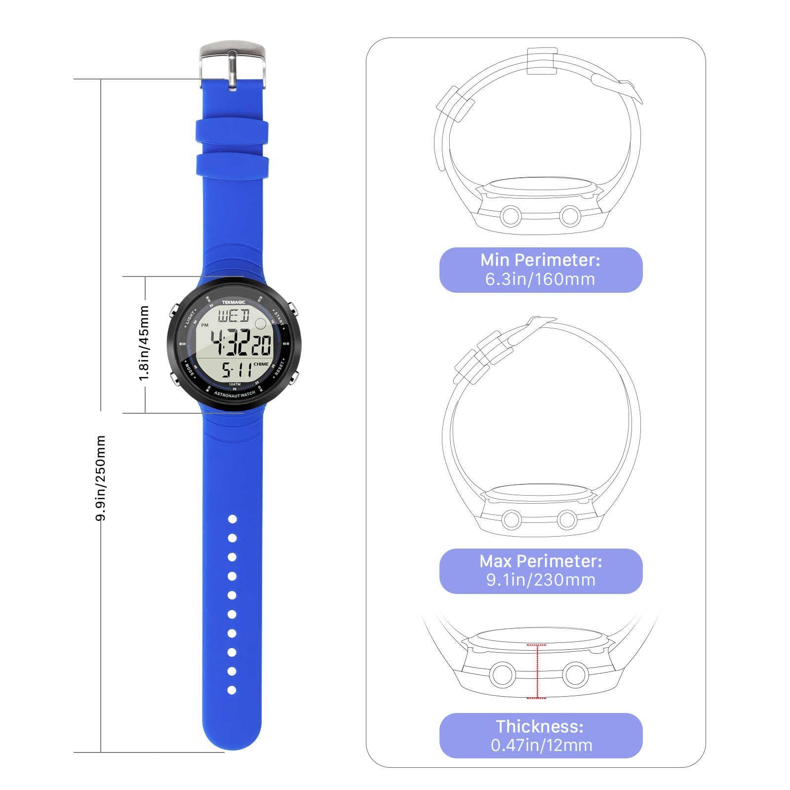 10 ATM 100m Waterproof Digital Sports Watch for Swimming and Diving, with Fun…