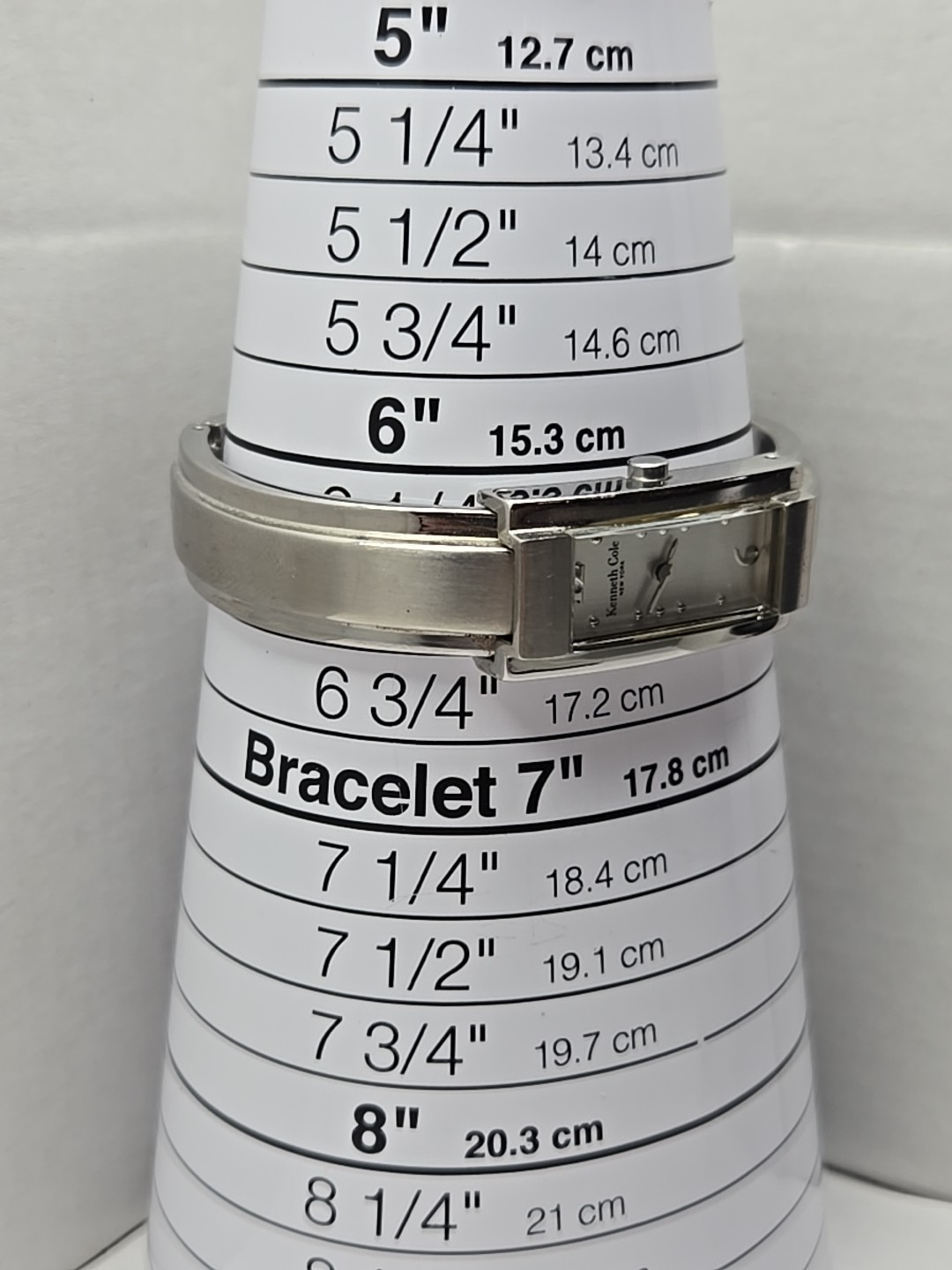 Womens Kenneth Cole Watch 15mm Silver Tone Cuff Bangle Band New Battery
