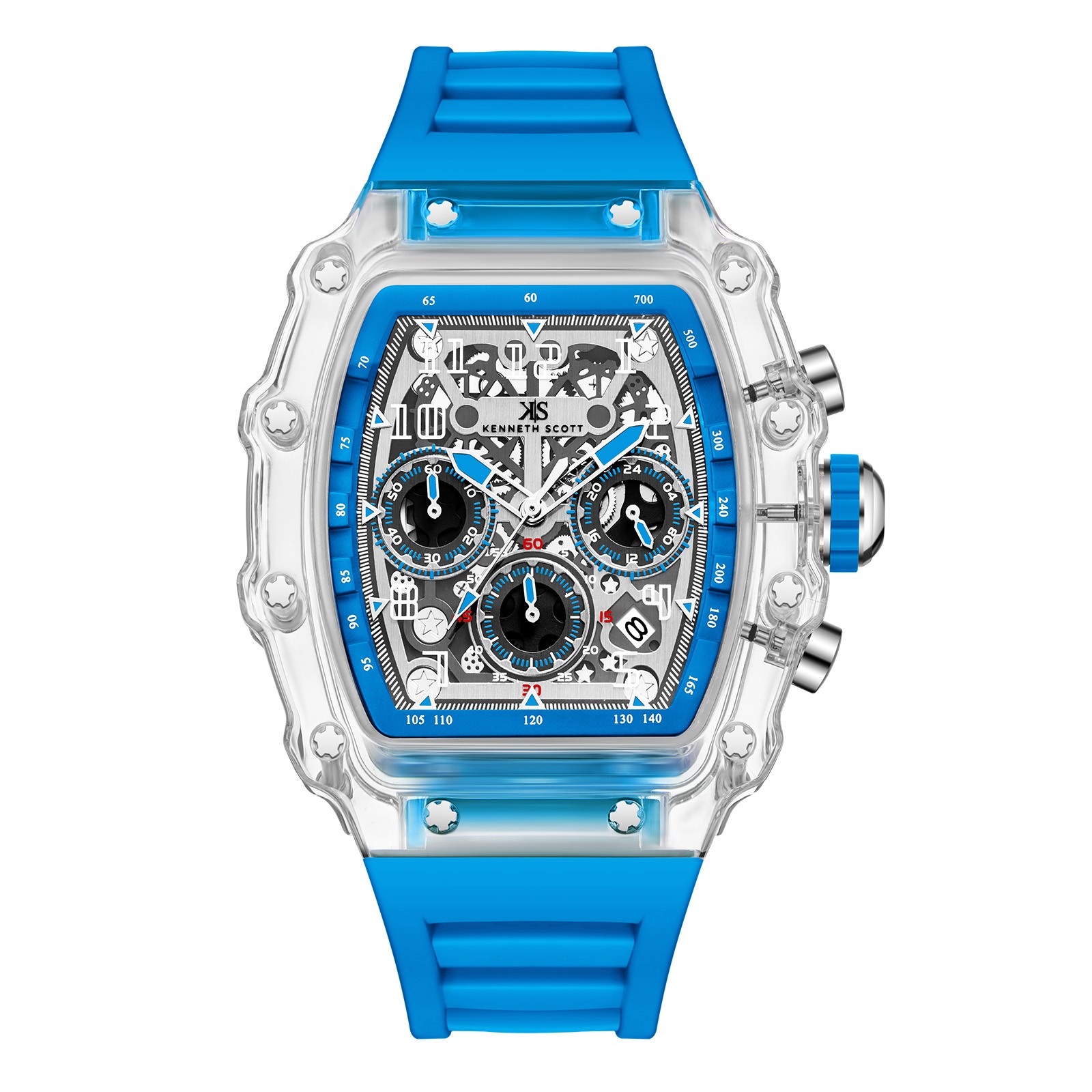 Kenneth Scott Men’s Multi Function Watch | Clear Dial, 44.3mm, 50 m (5 ATM)