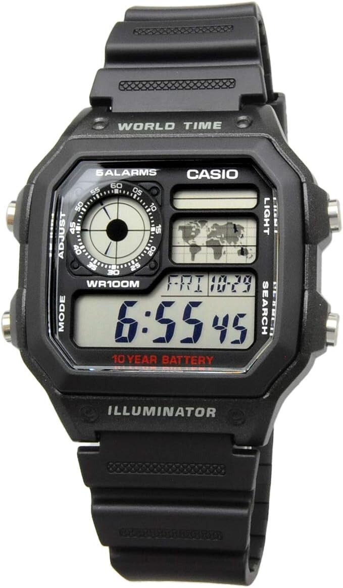 CASIO ROYALE AE-1200WH-1A World Time Digital Watch 100m (10ATM) Japan import