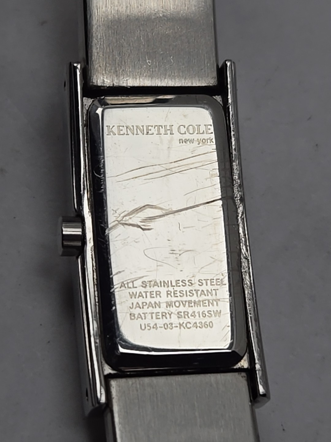Womens Kenneth Cole Watch 15mm Silver Tone Cuff Bangle Band New Battery
