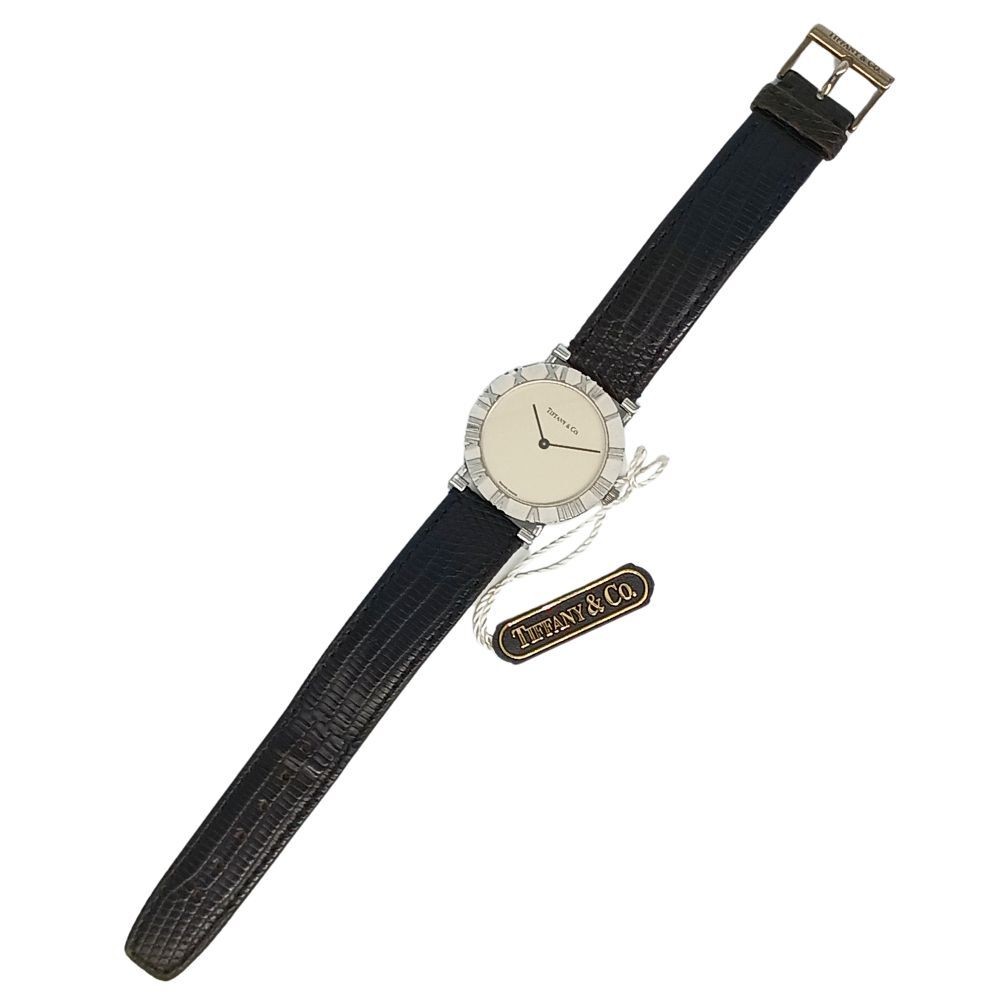 TIFFANY & CO. Atlas M0640 Quartz SV925 Sterling Silver Leather Men’s Watch