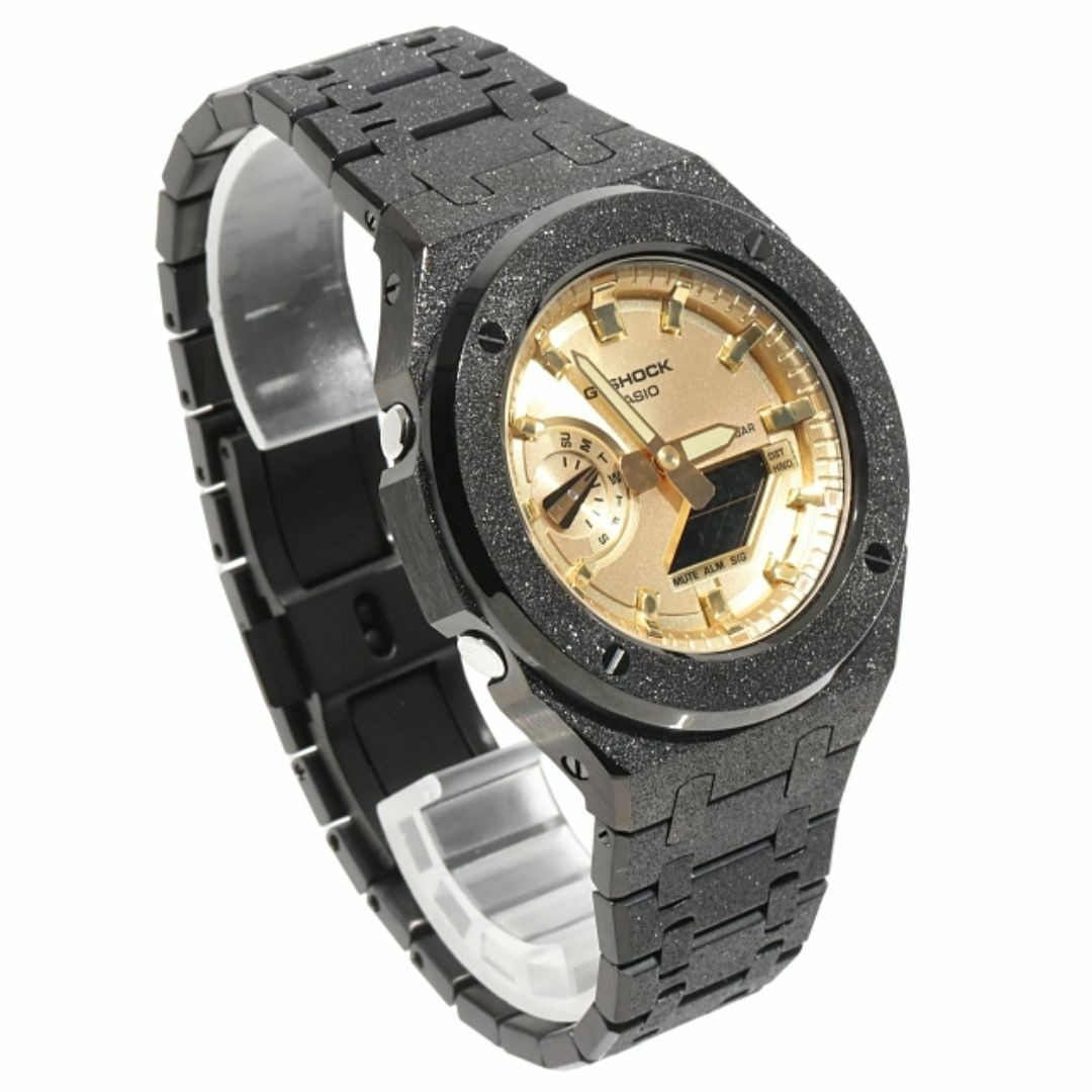 G-Shock GA2100 Frosted Custom Black Gold Dial Casioak Stainless Matte Model Fros