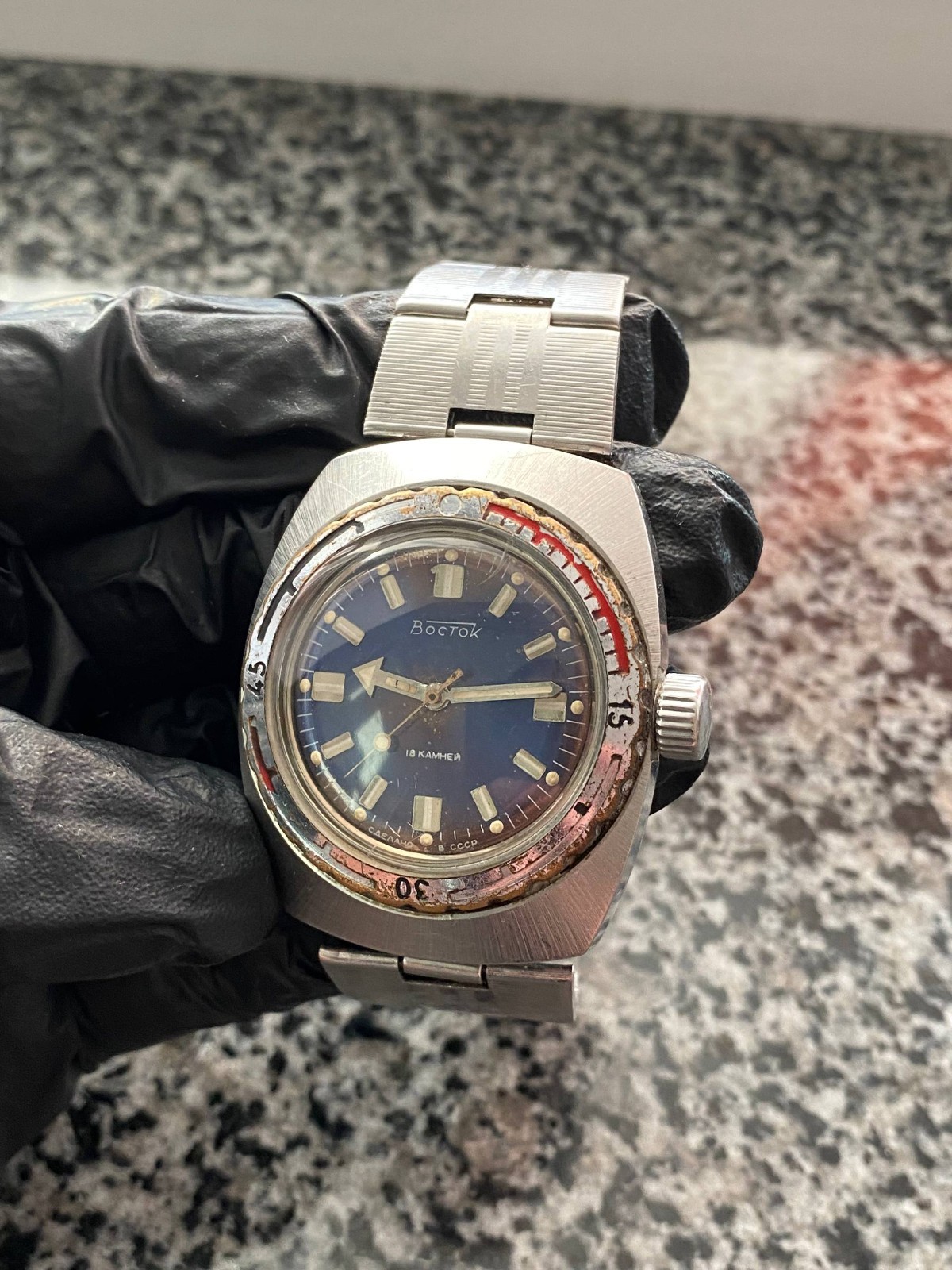 Vintage Vostok Amphibia 200m Vintage Watch Soviet USSR Mechanical Wristwach Rare