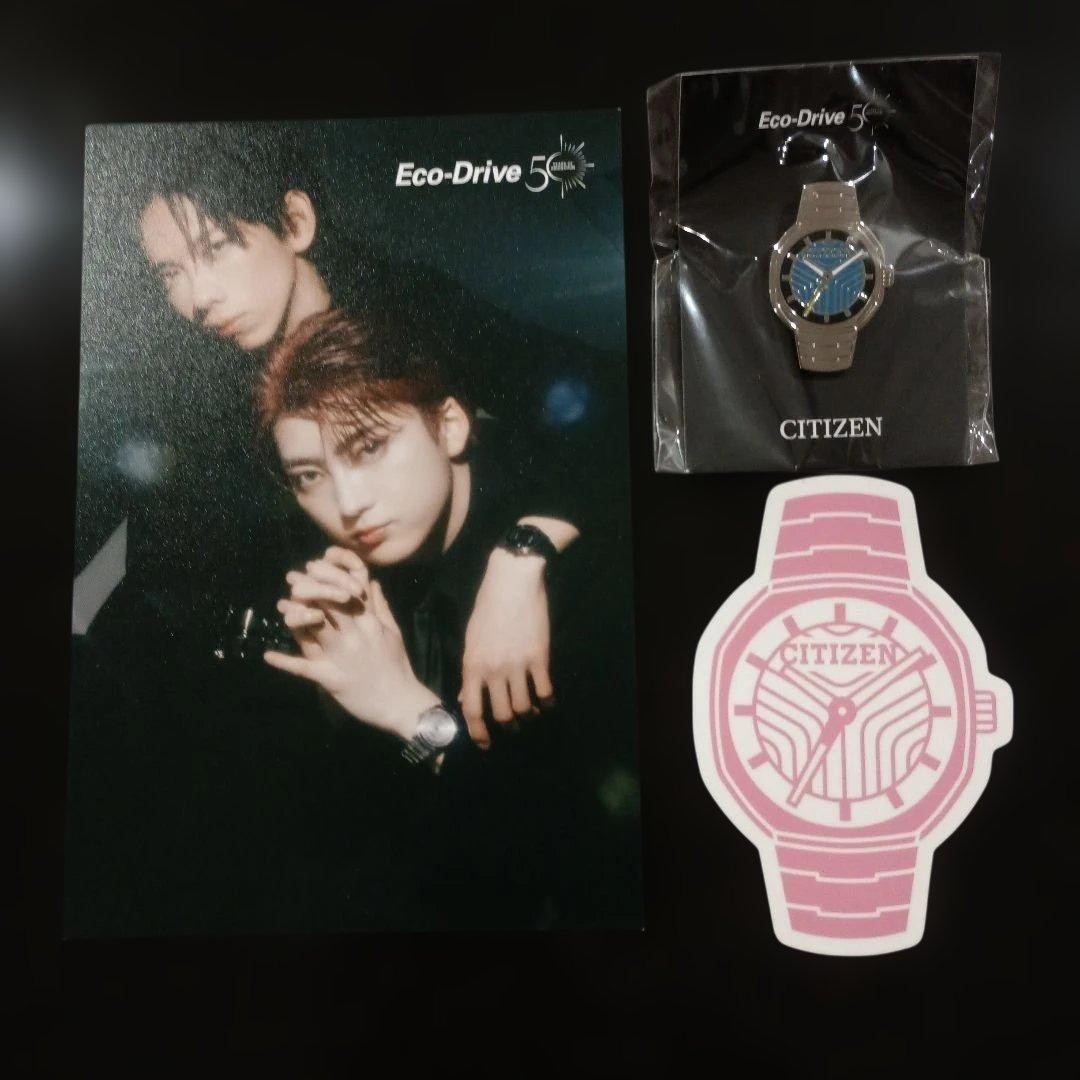 CITIZEN Eco-Drive 50th Anniversary Pin Badge Postcard nu